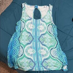 Rose & Olive Blue and Green Medallion Keyhole Tank